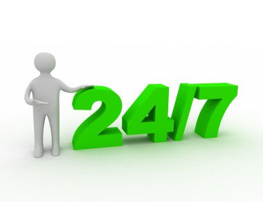 3D insanlar - adam, kişi ve 24/7. Destek kavramı
