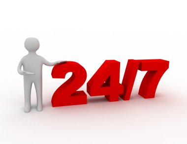 3D insanlar - adam, kişi ve 24/7. Destek kavramı
