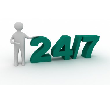 3D insanlar - adam, kişi ve 24/7. Destek kavramı