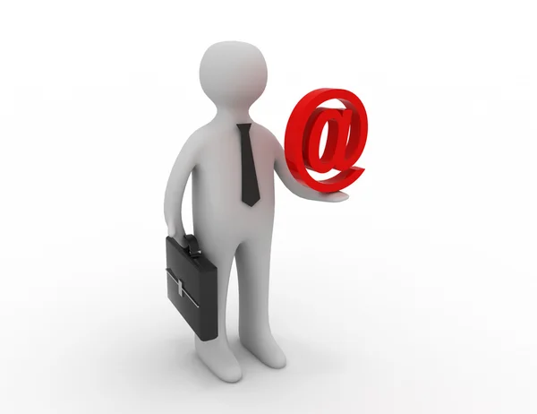 3d people - man, person holding email symbol — Stock Photo, Image