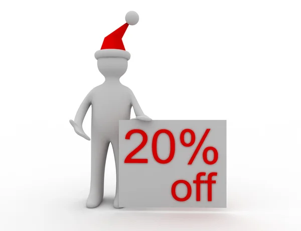 Concepto de ventas de Navidad 3d 20% off — Foto de Stock