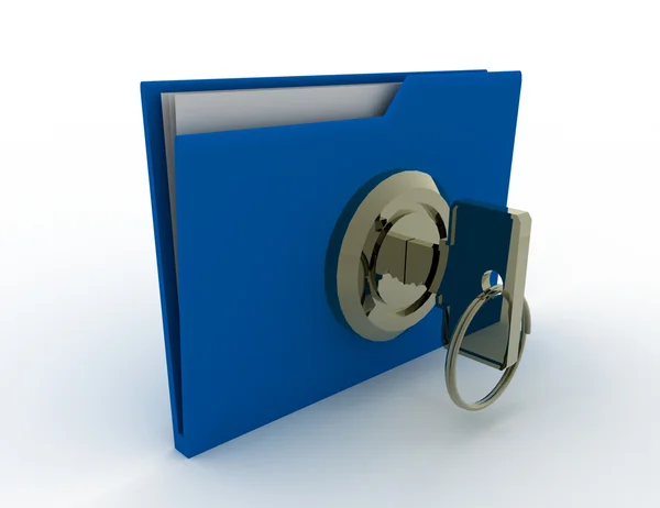 Key and folder. data sequrity concept — Stock Photo, Image