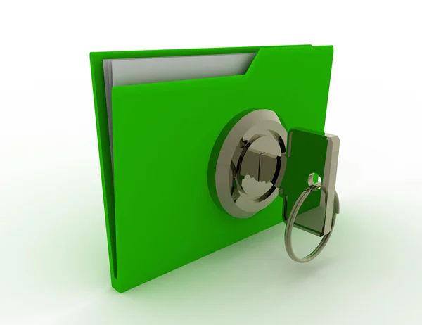 Key and folder. data sequrity concept — Stock Photo, Image