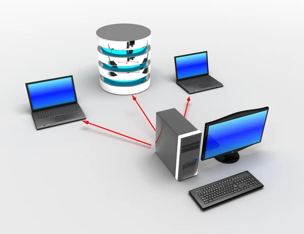 3d home network connected to internet. internet concept — Stock Photo, Image