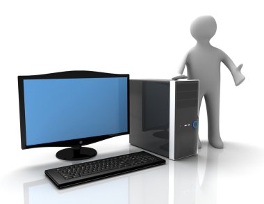 yeni bir pc açığa 3d insanın