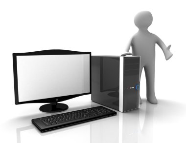 yeni bir pc açığa 3d insanın