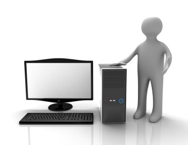 yeni bir pc açığa 3d insanın