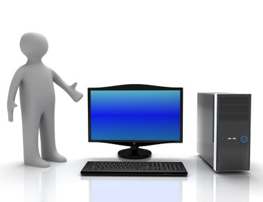 yeni bir pc açığa 3d insanın