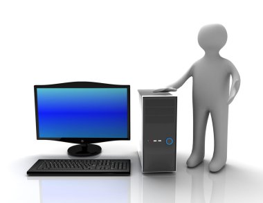 yeni bir pc açığa 3d insanın