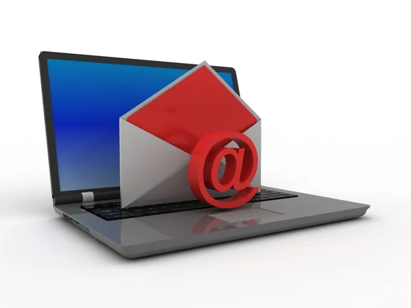 3D-laptop en e-mail concept. — Stockfoto