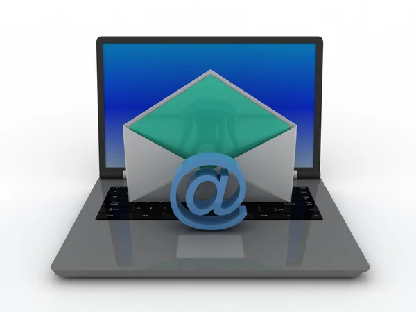 3D-laptop en e-mail concept. — Stockfoto