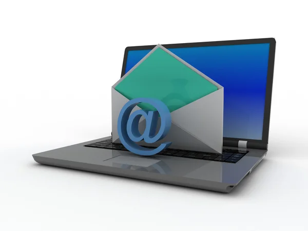 3d laptop and email concept. — Stock Photo, Image