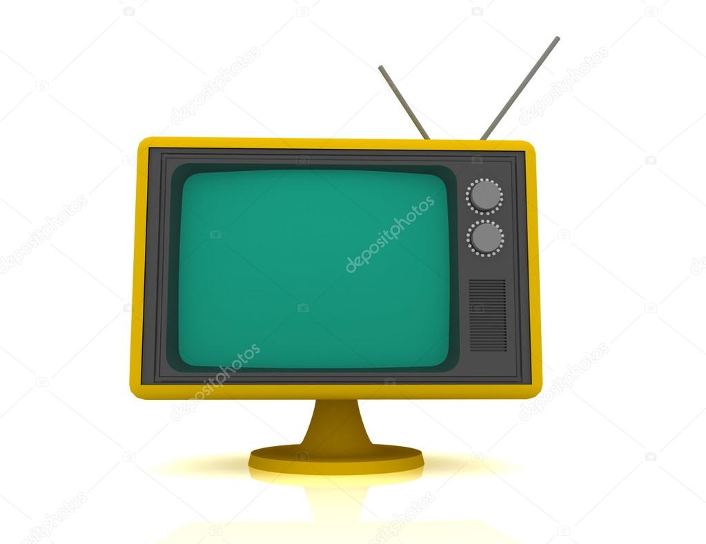 Retro vintage tv on white background. 