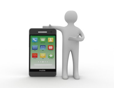 bir akıllı telefon ile 3D beyaz insanlar