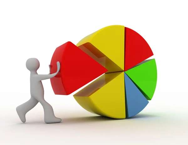 3d people - man, person with colorful pie chart — Stock Photo, Image