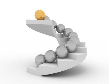 3D lider kavramı. merdivenlerde topları