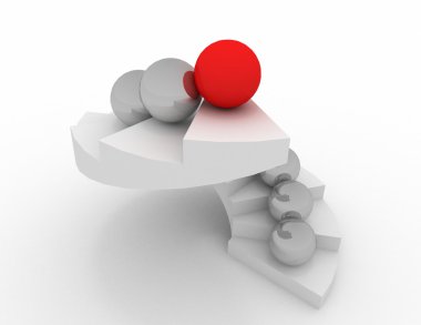 3D lider kavramı. merdivenlerde topları