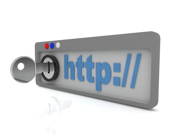 3D-Konzept des geschützten Internet-Browsers — Stockfoto