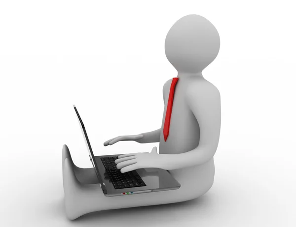 3d man working at  laptop — Stock Photo, Image