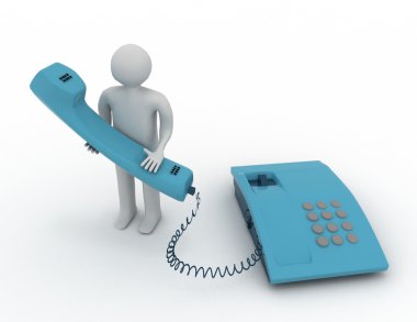 telefon olan adam. 3D kavramı