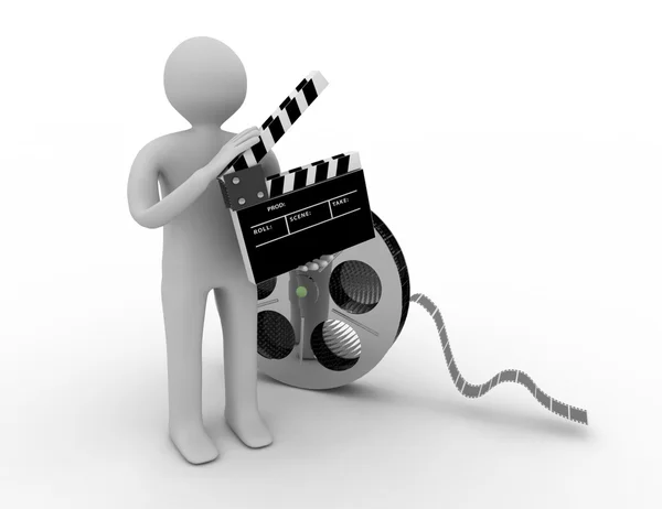 3D character with a film clapper — Stock Photo, Image