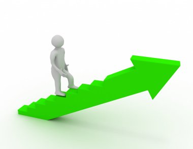 stairs.success kavramı üzerinde 3D adam