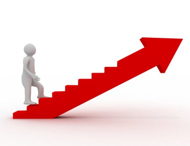 stairs.success kavramı üzerinde 3D adam