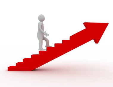 stairs.success kavramı üzerinde 3D adam