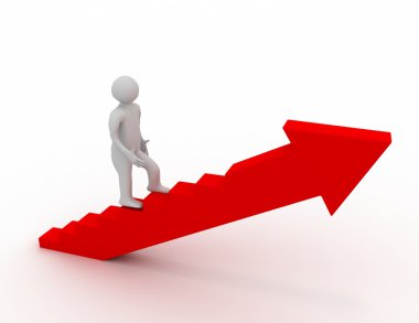 stairs.success kavramı üzerinde 3D adam