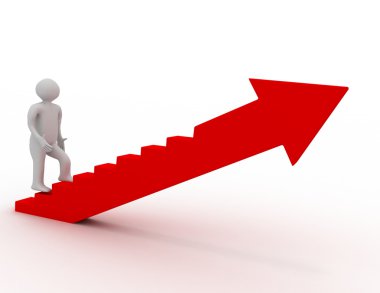 stairs.success kavramı üzerinde 3D adam