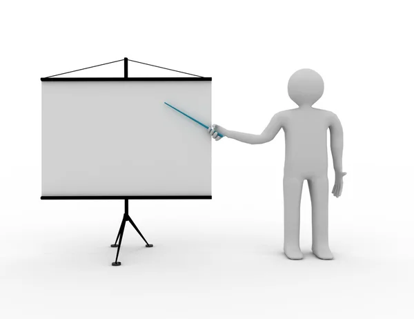 3d people - human character - person presenting at a flip-chart. — Stock Photo, Image