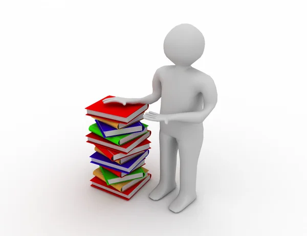 Student with bale books — Stock Photo, Image