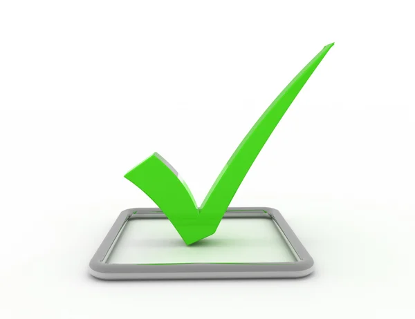 3D checkmark in chrome checkbox — Stock Photo, Image