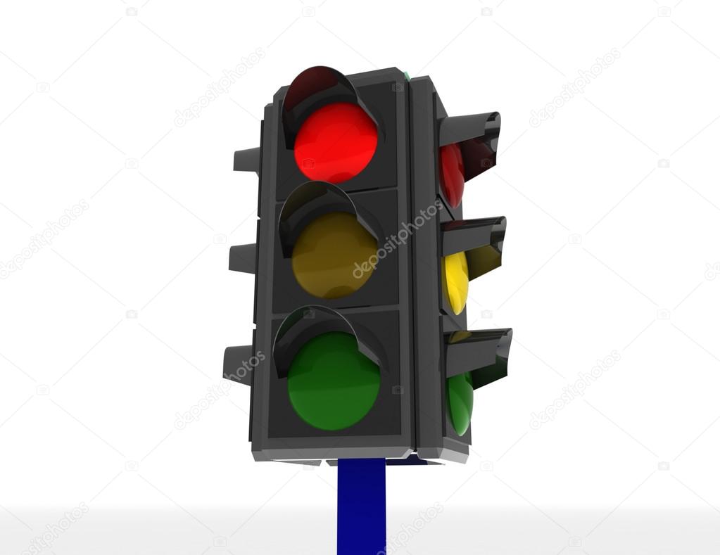 3d traffic lights isolated on white background