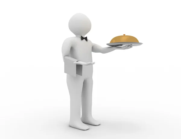 Waiter with a tray in hand — Stock Photo, Image