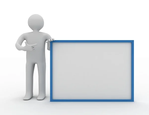 3d man holding blank board Stock Image