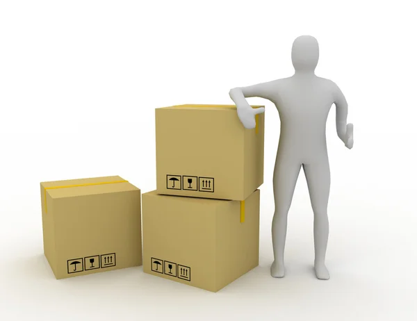 3d human shipping package — Stock Photo, Image