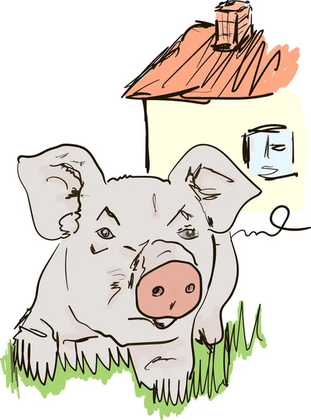 A young pig on the farm — Stock Vector