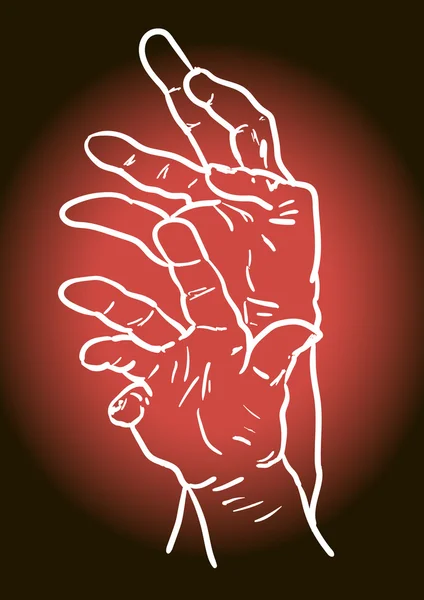 Händerna på röda — Stock vektor