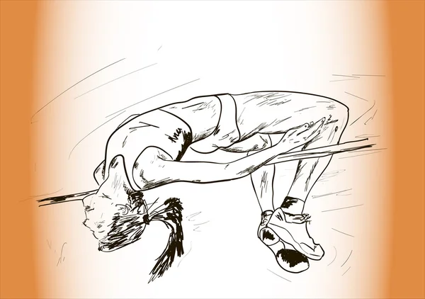 Женщина прыгает на соревновательной — стоковый вектор