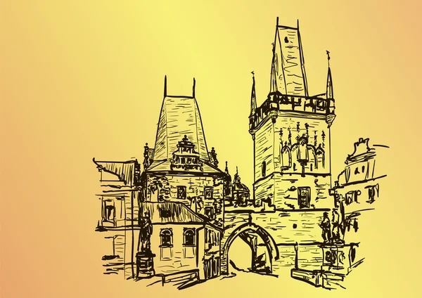 Una ciudad muy antigua Praga — Vector de stock