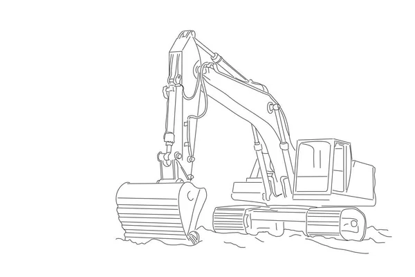 Excavator Șantier — Vector de stoc