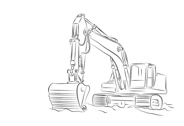 Excavator Șantier — Vector de stoc