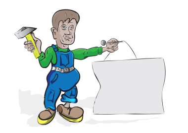 Çivili bir adamın karikatürü.