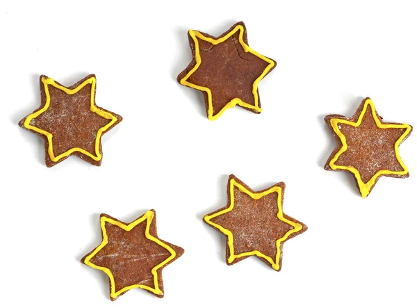 Una Estrella Oro Galleta Blanco — Foto de Stock
