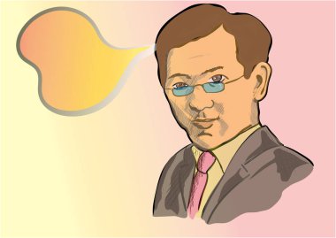 Beyaz üzerinde bir iş adamının portresi