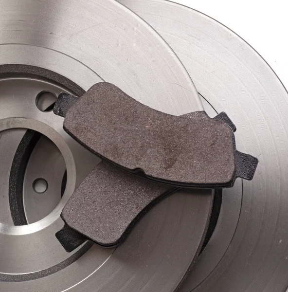 Brake Discs Brake Pads Isolated White Auto Parts — Stock Photo, Image