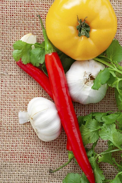 Vegetables Spices Table — Stock Photo, Image