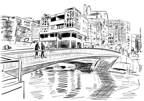 Croquis Ville Oslo Norvège — Image vectorielle