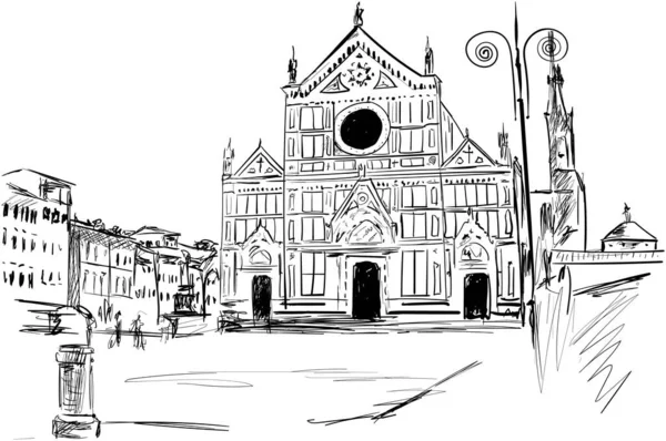 Une Ancienne Basilique Italie — Image vectorielle